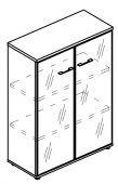 Alta  Шкаф для бумаг средний МР 9465 с топом из ЛДСП, дверцы стекло в рамке0