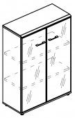Alta  Шкаф для бумаг средний МР 9365 с топом из МДФ, дверцы стекло в рамке0