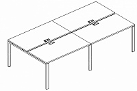 А4 Рабочая станция 4х160, прямые столы на металлокаркасе UNO, арт.  А4 Б1 175-20