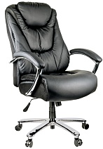 Кресло руководителя Springs HL-ES05, повышенной прочности, нагрузка до 200 кг, экокожа черная, хром