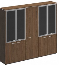 VELAR Шкафы ВЛ 361 (со стеклом, для одежды узкий, со стеклом), шпон  (Комплект из 3-х шкафов)