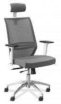 Кресло с подголовником Aero lux на белом каркасе, синхромеханизмом и регулируемыми подлокотниками 3Д