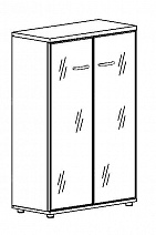 Шкаф арт. А4 9367, средний, дверцы со стеклом в рамке из алюминия