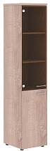 Xten Шкаф для документов узкий со стеклянной дверцей в металлической рамке XHC 42.7.1(L/R), с топом, стекло тонированное под бронзу, Сосна Эдмонт