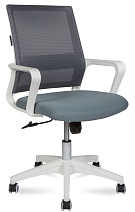 Кресло Бит спинка сетка/ткань серый, основание и подлокотники  пластик белый