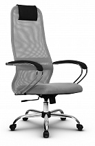 Кресло Метта SU-BK-8 CH (SU-B-8 основание хром), светло-серый