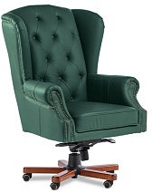 Кресло руководителя Gent, натуральная кожа с компаньоном, деревянные элементы темный орех