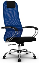 Кресло Метта SU-BK-8 CH (SU-B-8 основание хром), синий/черный